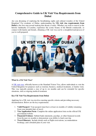 Comprehensive Guide to UK Visit Visa Requirements from Dubai