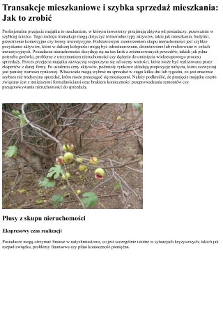 Skup nieruchomości i szybka sprzedaż nieruchomości
