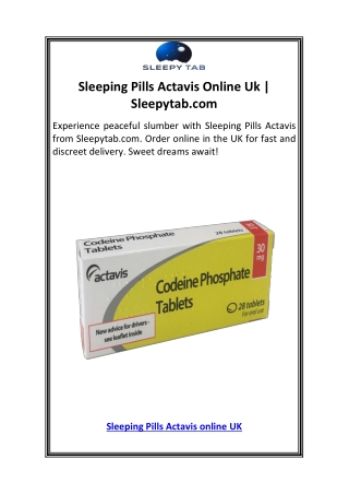 Sleeping Pills Actavis Online Uk  Sleepytab.com