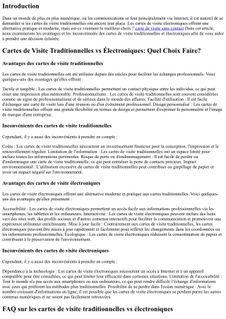 Cartes de Visite Traditionnelles vs Électroniques: Quel Choix Faire?