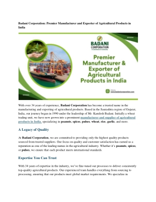 Premier Manufacturer and Exporter of Agricultural Products in India (1)