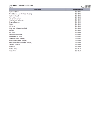 Valtra 785C TRACTOR (BR) Tractor Parts Catalogue Manual Instant Download (Part No. C078504)