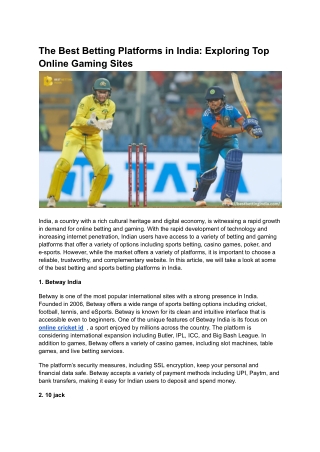 Best Betting and Gaming Sites in India_ A Detailed Review of Top Platforms
