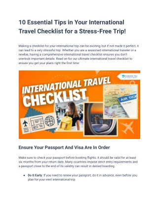 10 Essential Tips in Your International Travel Checklist