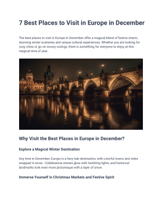 7 Best Places to Visit in Europe in December