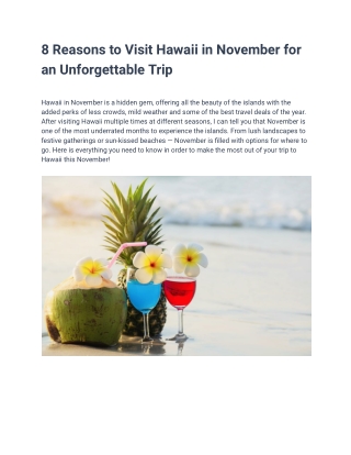 8 Reasons to Visit Hawaii in November