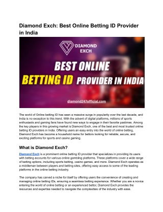 Diamond Exch_ Best Online Betting ID Provider in India