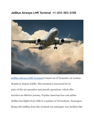 JetBlue Airways LHR Terminal   1–833–563–0186