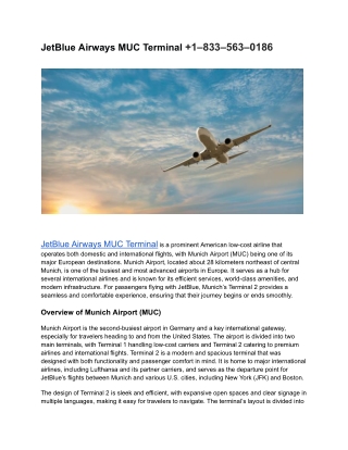 JetBlue Airways MUC Terminal  1–833–563–0186