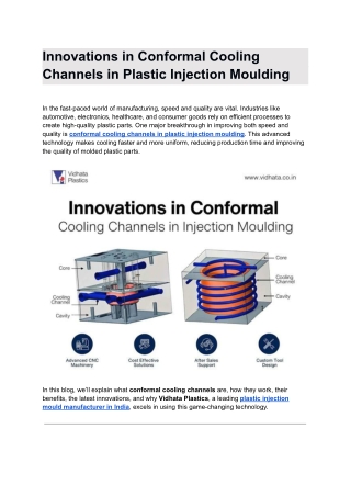 Innovations in Conformal Cooling Channels in Plastic Injection Moulding