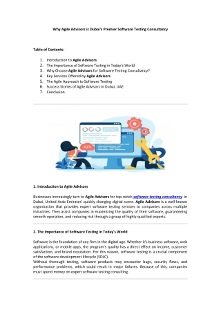 Why Agile Advisors is Dubai's Premier Software Testing Consultancy