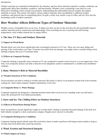 “How Weather Affects Different Types of Outdoor Materials”