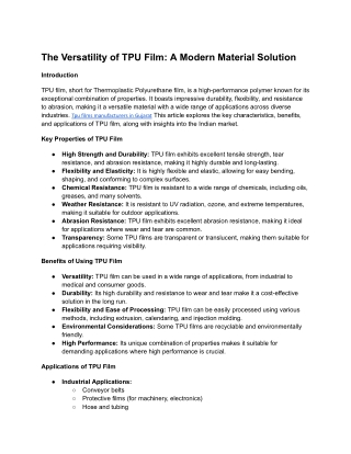 The Versatility of TPU Film_ A Modern Material Solution