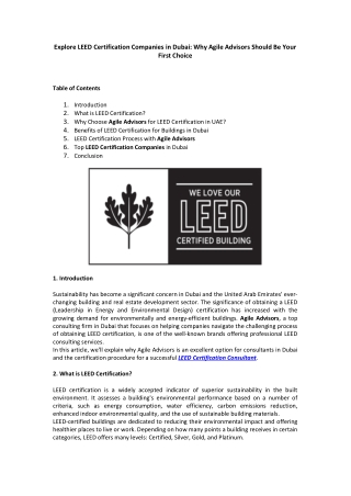 Explore LEED Certification Companies in Dubai