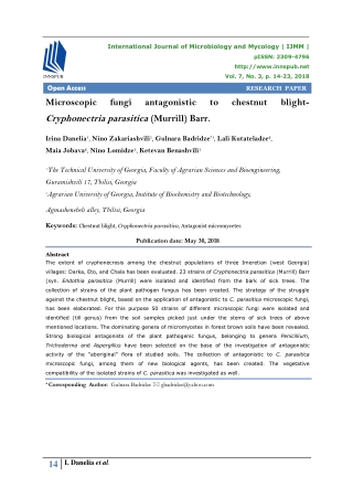 Microscopic fungi antagonistic to chestnut blight- Cryphonectria parasitica