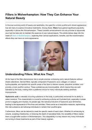 Fillers in Wolverhampton How They Can Enhance Your Natural Beauty