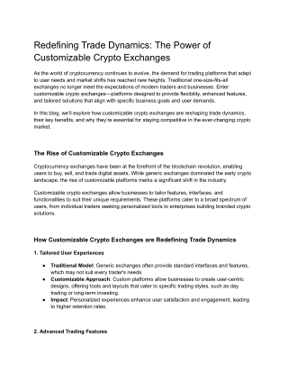 Redefining Trade Dynamics: The Power of Customizable Crypto Exchanges