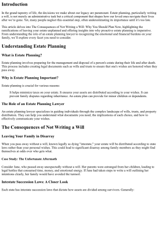 The Consequences of Not Writing a Will: Why You Should Plan Now