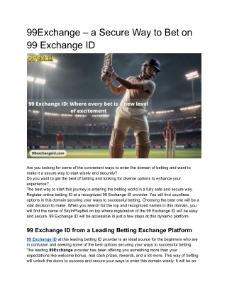 99Exchange – a Secure Way to Bet on 99 Exchange ID