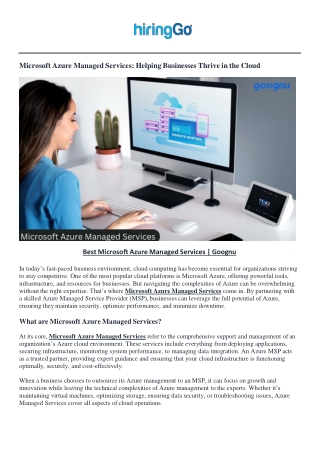 Best Microsoft Azure Managed Services  - Goognu