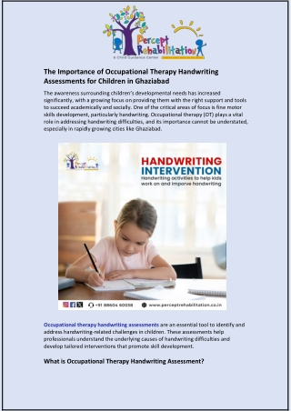 The Importance of Occupational Therapy Handwriting Assessments for Children in Ghaziabad