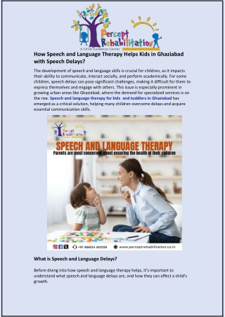 How Speech and Language Therapy Helps Kids in Ghaziabad with Speech Delays