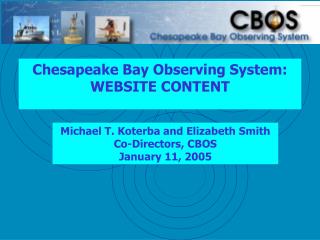 Chesapeake Bay Observing System: WEBSITE CONTENT