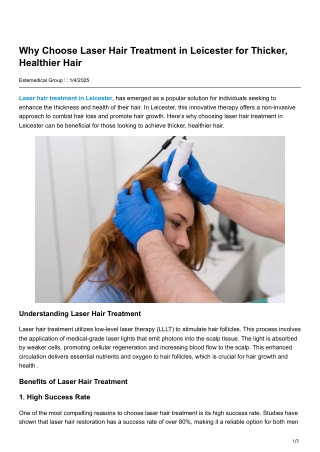Why Choose Laser Hair Treatment in Leicester for Thicker, Healthier Hair