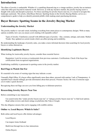 Buyer Beware: Spotting Scams in the Jewelry Buying Market