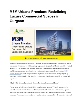 M3M Urbana Premium Gurgaon – Luxury Retail & Office Spaces