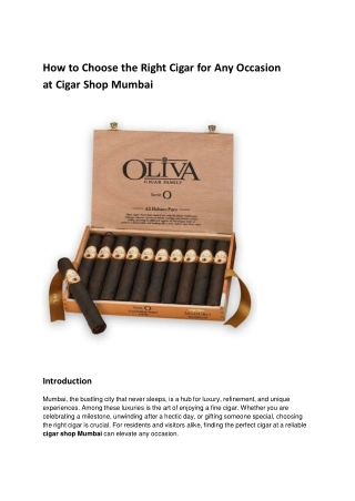 How to Choose the Right Cigar for Any Occasion at Cigar Shop Mumbai