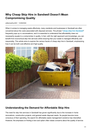 Why Cheap Skip Hire in Sandwell Doesn't Mean Compromising Quality