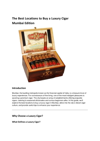 The Best Locations to Buy a Luxury Cigar Mumbai Edition