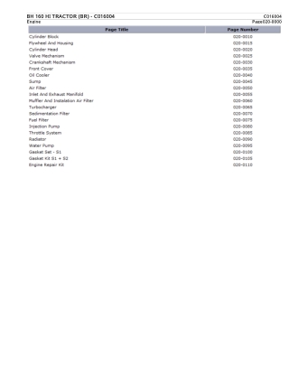 Valtra BH 160 HI TRACTOR (BR) Tractor Parts Catalogue Manual Instant Download (Part No. C016004)