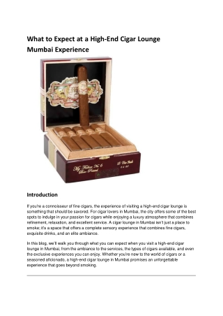 What to Expect at a High-End Cigar Lounge Mumbai Experience