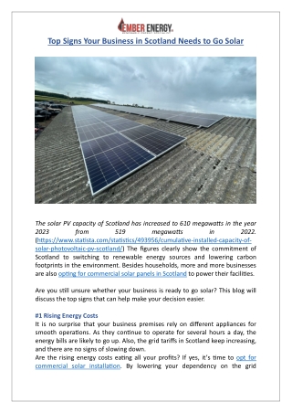 Commercial Solar Panels in Scotland | Boost Business Efficiency | Ember