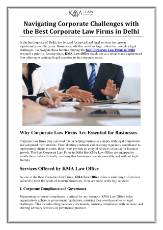 Best Corporate Law Firms in Delhi – KMA Law Office