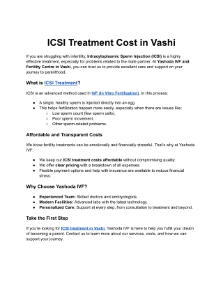 ICSI Treatment Cost in Vashi
