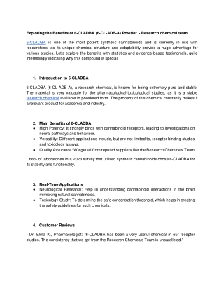 Exploring the Benefits of 6-CLADBA (6-CL-ADB-A) Powder