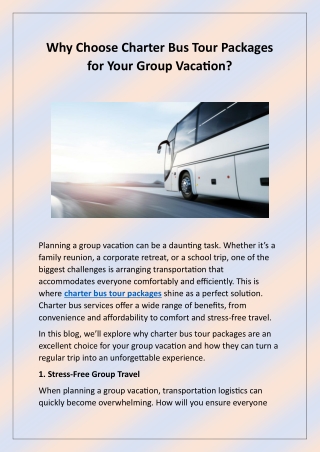 Why Choose Charter Bus Tour Packages