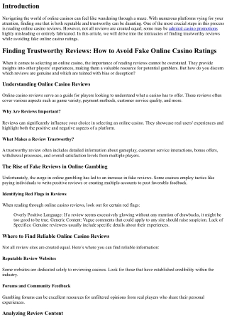 Finding Trustworthy Reviews: How to Avoid Fake Online Casino Ratings