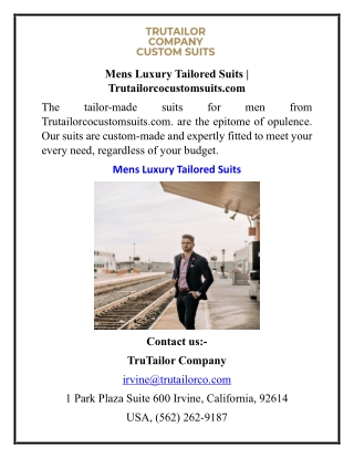 Mens Luxury Tailored Suits  Trutailorcocustomsuits