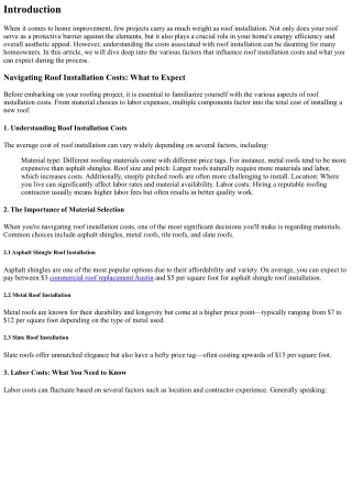 Navigating Roof Installation Costs: What to Expect