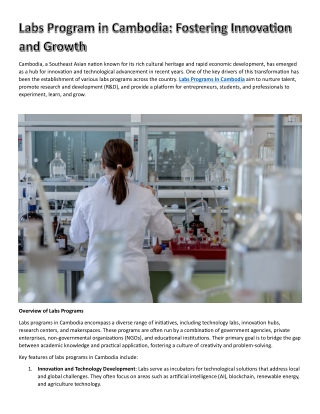 Labs Program in Cambodia: Fostering Innovation and Growth