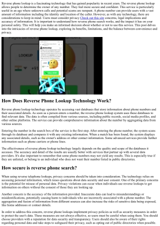 Benefits and drawbacks of reverse telephone lookup technology - exploring the pr
