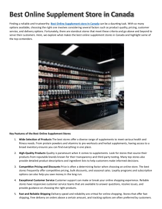 Best Online Supplement Store in Canada