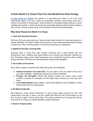 Is Solar Worth It in Texas_