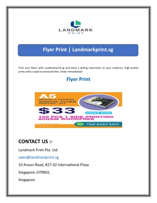 Flyer Print  Landmarkprint.sg