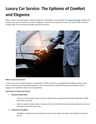 Luxury Car Service: The Epitome of Comfort and Elegance