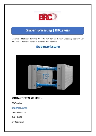 Grabenspriessung  BRC.swiss